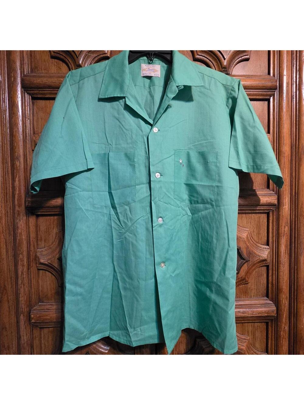 Arrow Decton loop collar shirt — sage green, size M (15-15½)